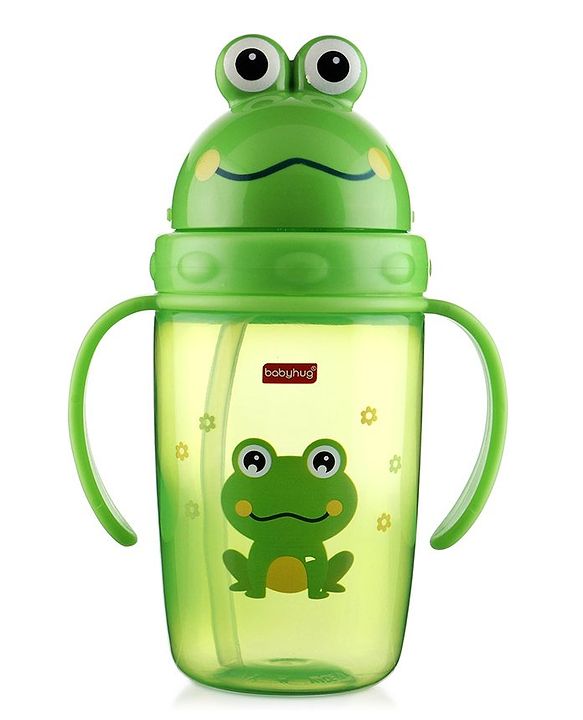 Babyhug Owl Print Straw Sipper Bottle  360 ml, Blue | BPA Free | Spill-Resistant |Flip Lid | Dishwasher Safe | Travel Friendly | Ideal for Newborns & Toddlers
