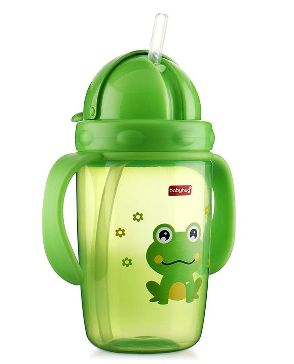 Babyhug Owl Print Straw Sipper Bottle  360 ml, Blue | BPA Free | Spill-Resistant |Flip Lid | Dishwasher Safe | Travel Friendly | Ideal for Newborns & Toddlers