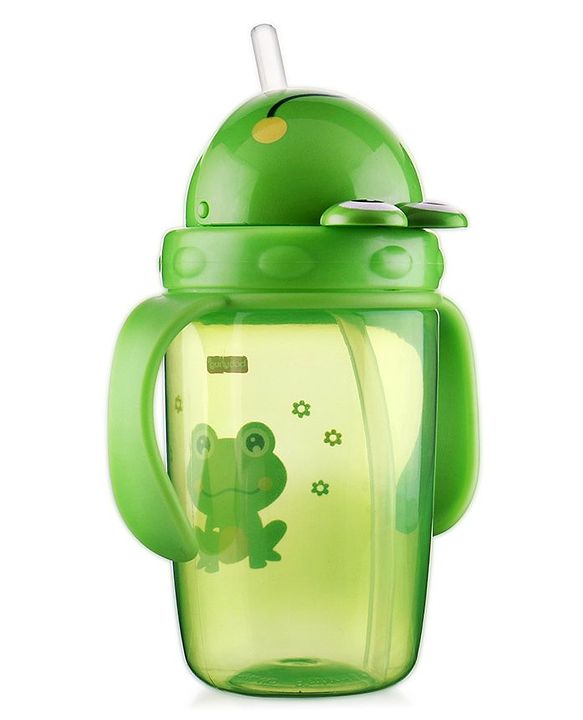 Babyhug Owl Print Straw Sipper Bottle  360 ml, Blue | BPA Free | Spill-Resistant |Flip Lid | Dishwasher Safe | Travel Friendly | Ideal for Newborns & Toddlers
