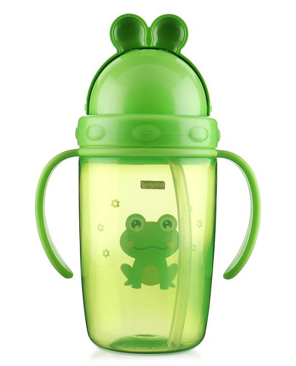 Babyhug Owl Print Straw Sipper Bottle  360 ml, Blue | BPA Free | Spill-Resistant |Flip Lid | Dishwasher Safe | Travel Friendly | Ideal for Newborns & Toddlers