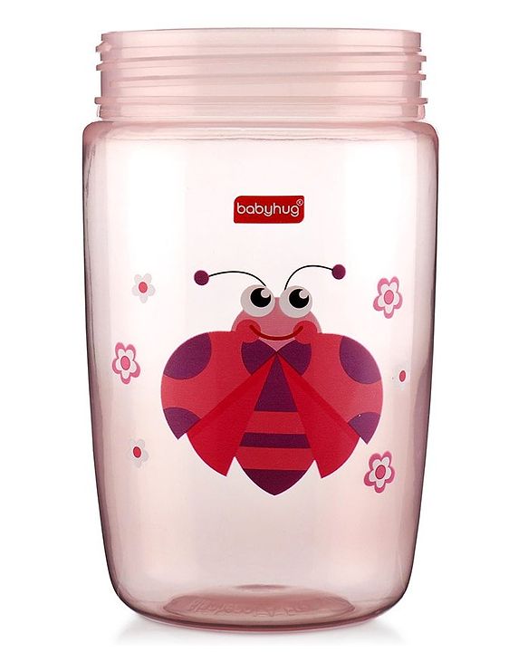 Babyhug Owl Print Straw Sipper Bottle  360 ml, Pink | BPA Free | Spill-Resistant |Flip Lid |Dishwasher Safe |