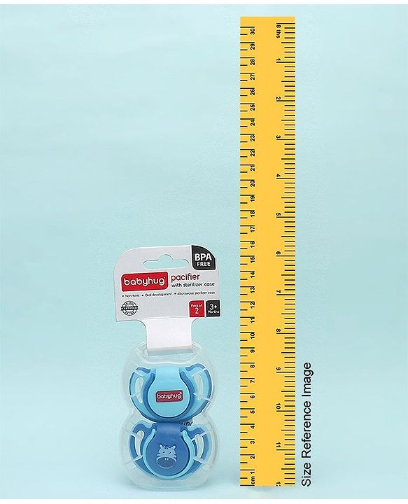 Babyhug Silicone Pacifier With Sterilizer Case Pack of 2 - Blue