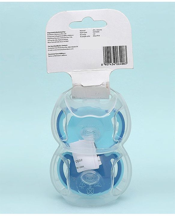 Babyhug Silicone Pacifier With Sterilizer Case Pack of 2 - Blue
