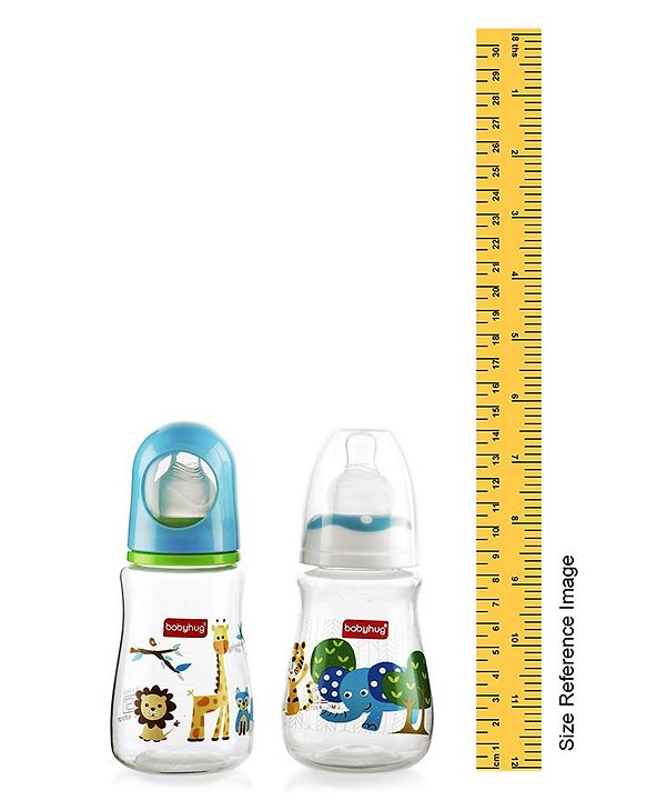 Babyhug Feeding Bottle Animal Print Blue And White Pack of 2 - 125 ml and 150 ml