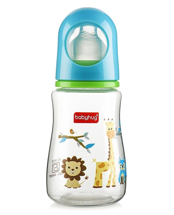 Babyhug Feeding Bottle Animal Print Blue And White Pack of 2 - 125 ml and 150 ml
