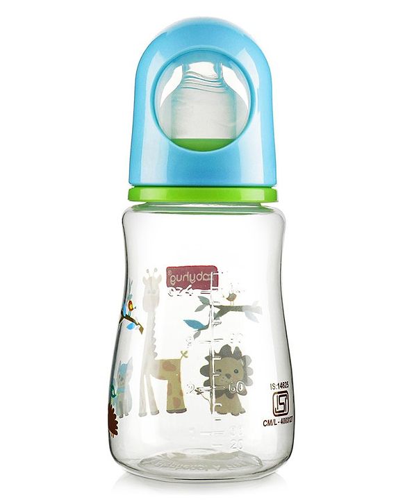 Babyhug Feeding Bottle Animal Print Blue And White Pack of 2 - 125 ml and 150 ml