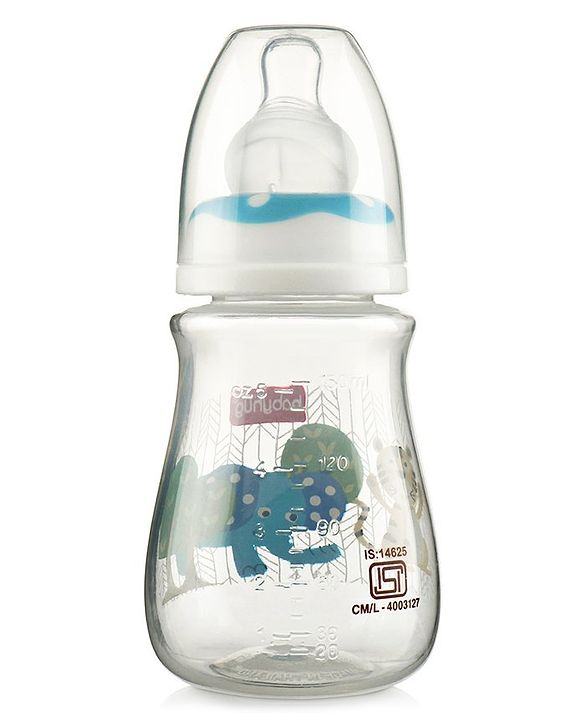 Babyhug Feeding Bottle Animal Print Blue And White Pack of 2 - 125 ml and 150 ml