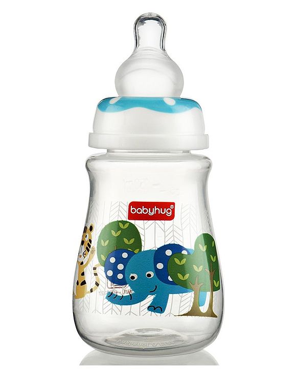Babyhug Feeding Bottle Animal Print Blue And White Pack of 2 - 125 ml and 150 ml