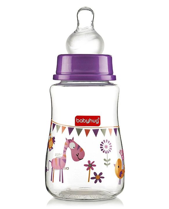 Babyhug Feeding Bottle Animal Print Pink & White Pack of 2 - 125 ml & 150 ml