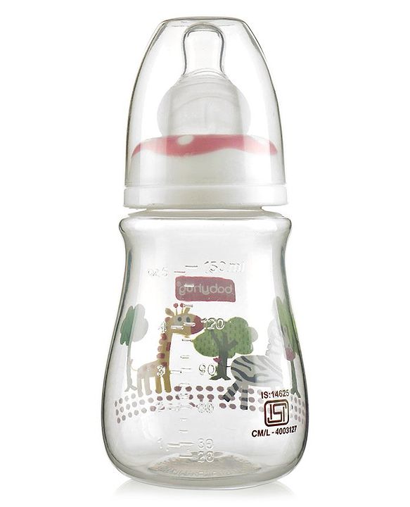 Babyhug Feeding Bottle Animal Print Pink & White Pack of 2 - 125 ml & 150 ml