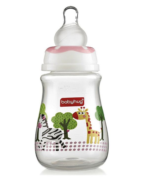 Babyhug Feeding Bottle Animal Print Pink & White Pack of 2 - 125 ml & 150 ml