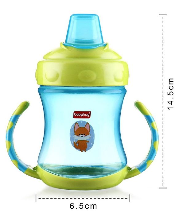 Babyhug 250 ml Spout Sipper Bottle with Twin Handles  Green | Leak-Resistant | BPA Free| Flip Open Cap | Silicone Spout | Weighted Straw | Ideal for Newborns & Toddlers