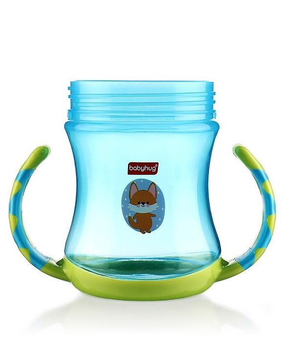 Babyhug 250 ml Spout Sipper Bottle with Twin Handles  Green | Leak-Resistant | BPA Free| Flip Open Cap | Silicone Spout | Weighted Straw | Ideal for Newborns & Toddlers