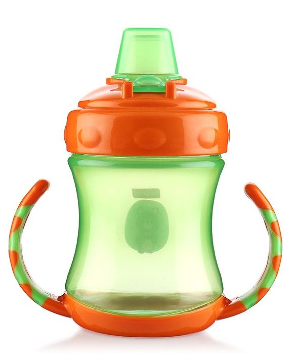 Babyhug 250 ml Spout Sipper Bottle with Twin Handles  Orange | Leak-Resistant | BPA Free| Flip Open Cap | Silicone Spout | Dishwasher Safe | Ideal for Newborns & Toddlers