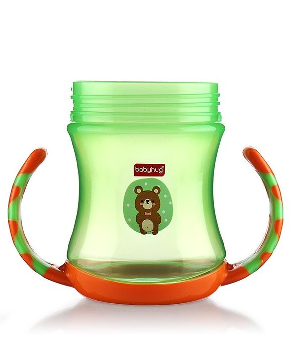 Babyhug 250 ml Spout Sipper Bottle with Twin Handles  Orange | Leak-Resistant | BPA Free| Flip Open Cap | Silicone Spout | Dishwasher Safe | Ideal for Newborns & Toddlers