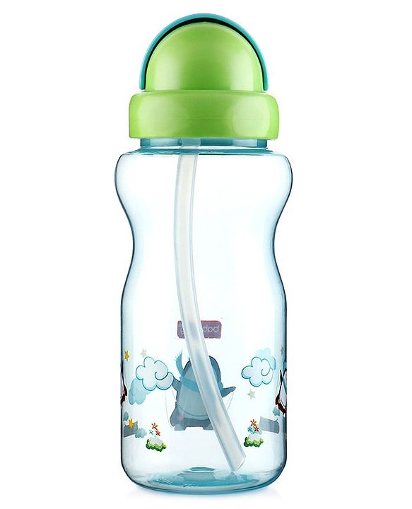 Babyhug Straw Sipper Bottle with Penguin Print - 300 ml, Blue | BPA Free | Leak-Resistant | Flip Open Lid | EN Certified | Dishwasher Safe | Ideal for Newborns & Toddlers