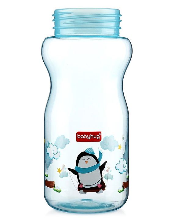 Babyhug Straw Sipper Bottle with Penguin Print - 300 ml, Blue | BPA Free | Leak-Resistant | Flip Open Lid | EN Certified | Dishwasher Safe | Ideal for Newborns & Toddlers