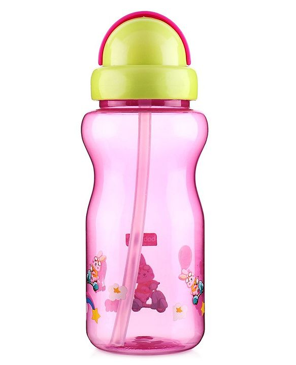 Babyhug Straw Sipper Bottle with Penguin Print - 300 ml, Blue | BPA Free | Leak-Resistant | Flip Open Lid | EN Certified | Dishwasher Safe | Ideal for Newborns & Toddlers