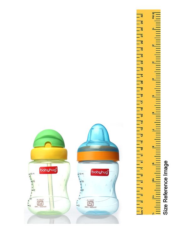 Babyhug Spout and Straw Sipper Set of 2 Green Blue - 180 ml Each