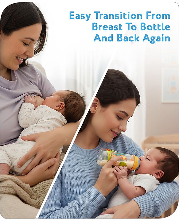 Babyhug Anti Colic Feeding Bottle Giraffe Shape Yellow - 250 ml