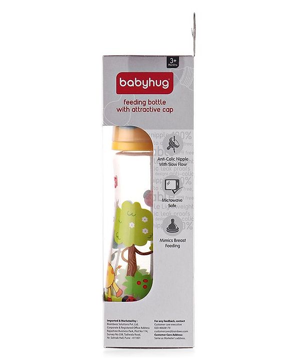 Babyhug Anti Colic Feeding Bottle Giraffe Shape Yellow - 250 ml