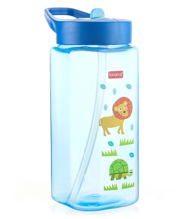 Babyhug Lion Print Toddler Square Spout Sipper Blue - 420 ml