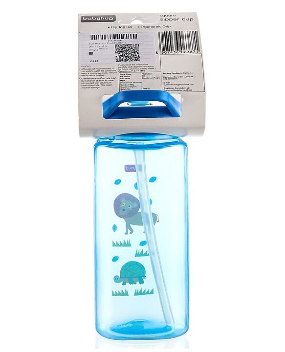 Babyhug Lion Print Toddler Square Spout Sipper Blue - 420 ml