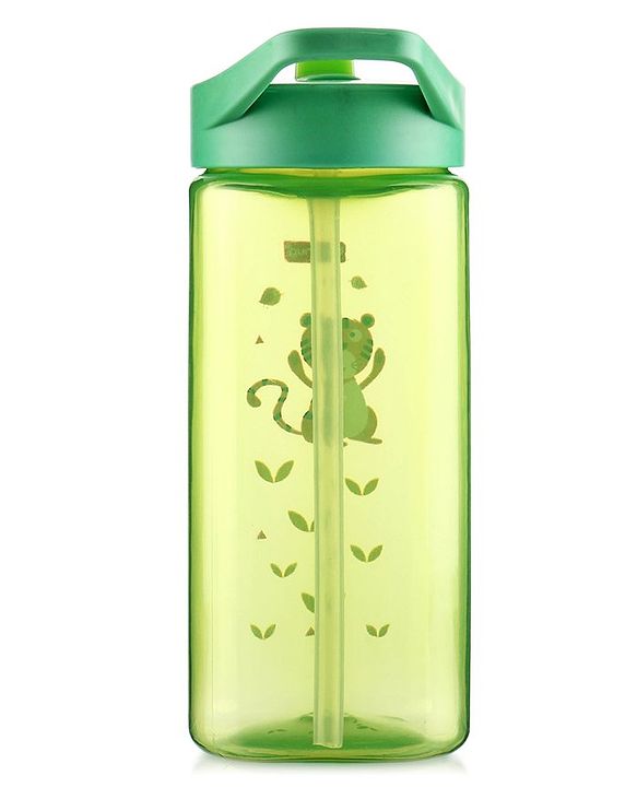 Babyhug Toddler Sipper with Square Spout & Lion Print  420 ml, Green | BPA Free | Easy Grip |Leak-Resistant |