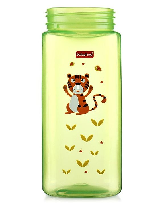 Babyhug Toddler Sipper with Square Spout & Lion Print  420 ml, Green | BPA Free | Easy Grip |Leak-Resistant |