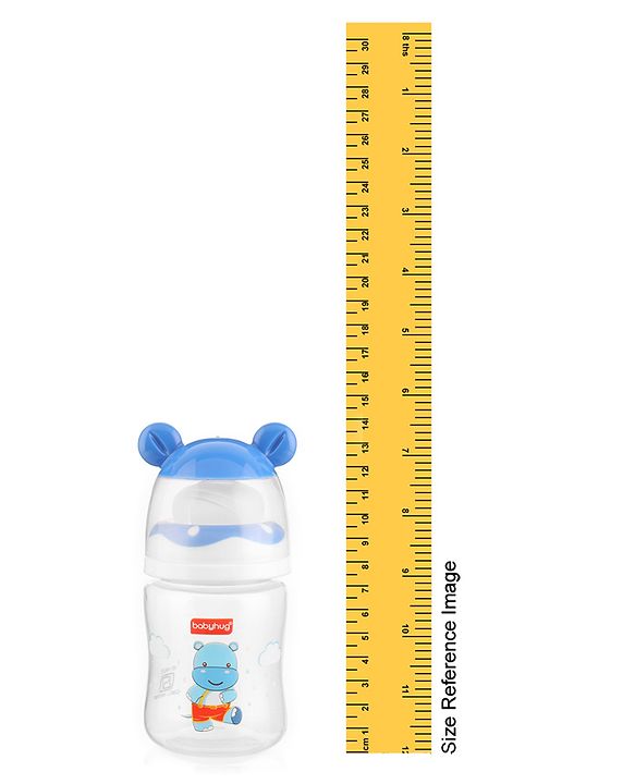Babyhug Anti Colic Feeding Bottle Hippo Shape Blue - 125 ml