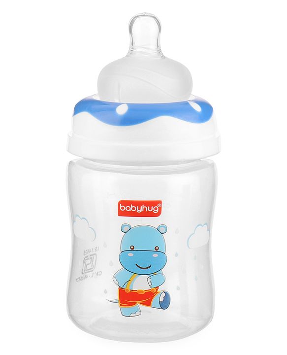 Babyhug Anti Colic Feeding Bottle Hippo Shape Blue - 125 ml