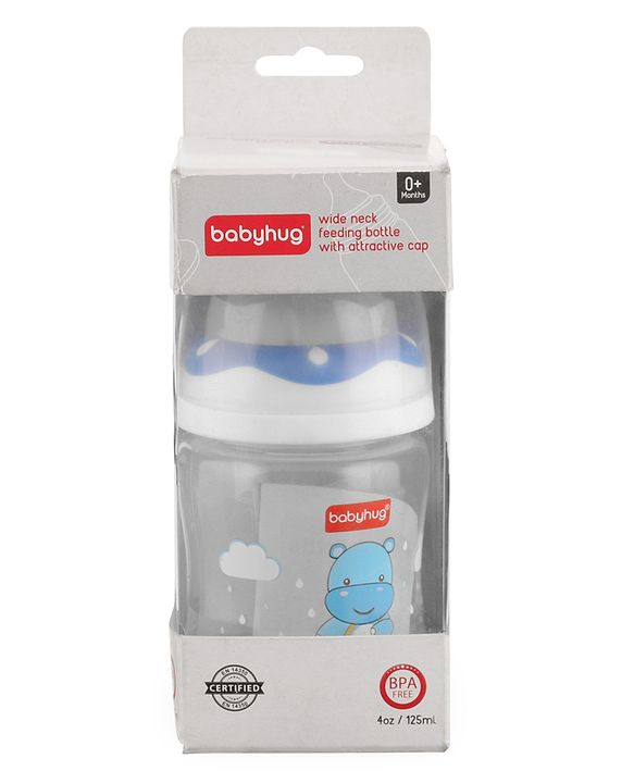 Babyhug Anti Colic Feeding Bottle Hippo Shape Blue - 125 ml