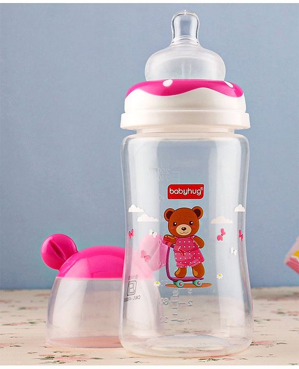 Babyhug Anti Colic Feeding Bottle Bear Shape Pink - 250 ml