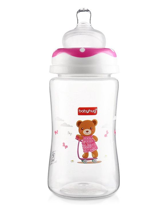 Babyhug Anti Colic Feeding Bottle Bear Shape Pink - 250 ml