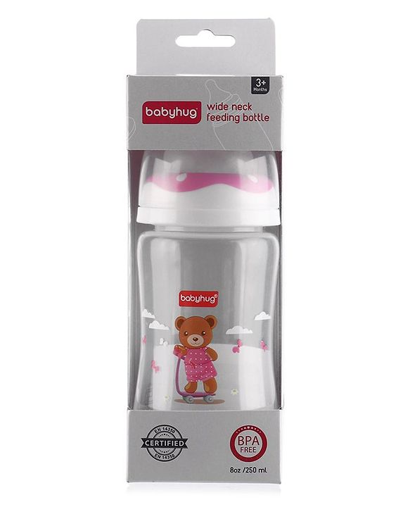 Babyhug Anti Colic Feeding Bottle Bear Shape Pink - 250 ml