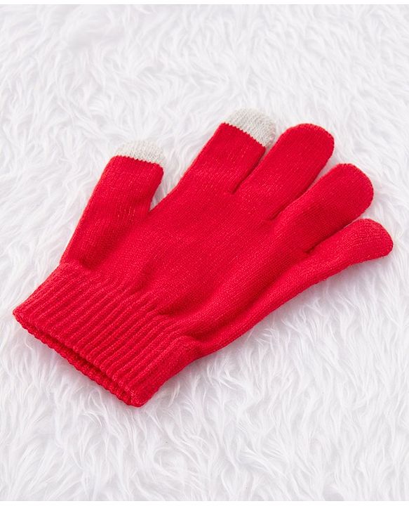 Babyhug Woollen Cap & Gloves With Muffler Pom Pom Detailing Red - Diameter 12 cm