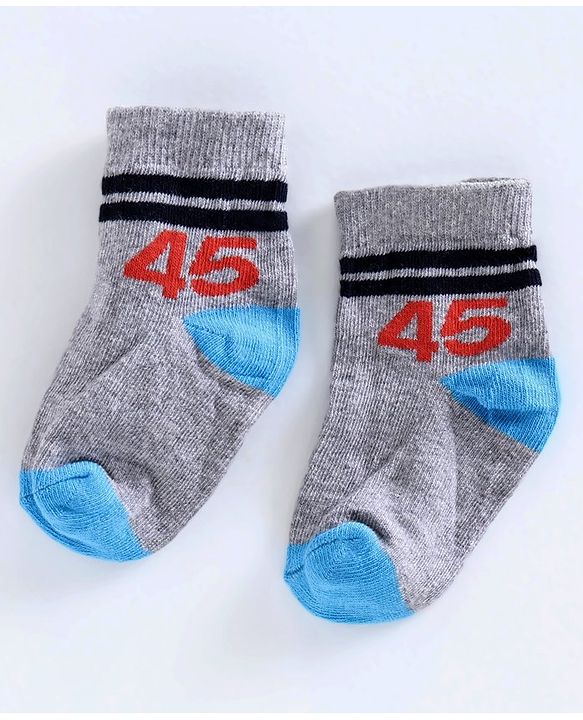 Cute Walk by Babyhug Anti Bacterial Ankle Length Socks Pack of 3 - Grey Blue