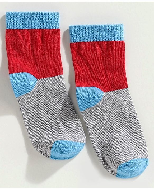 Cute Walk by Babyhug Anti Bacterial Ankle Length Sock Dinosaur Design Pack of 3 - Blue Red