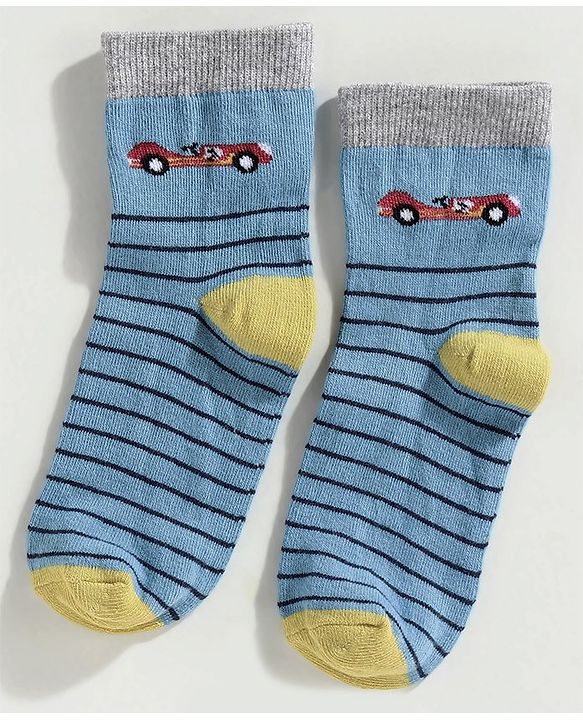 Cute Walk by Babyhug Anti Bacterial Ankle Length Sock Dinosaur Design Pack of 3 - Blue Red