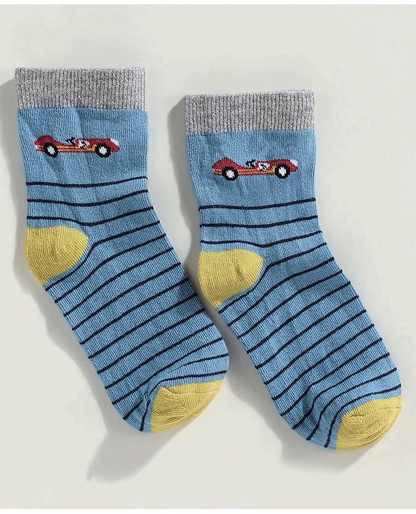 Cute Walk by Babyhug Anti Bacterial Ankle Length Sock Dinosaur Design Pack of 3 - Blue Red