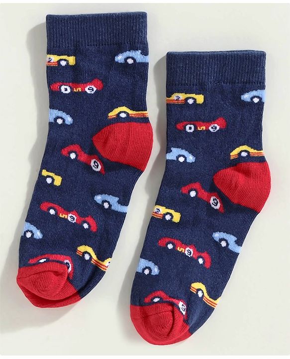Cute Walk by Babyhug Anti Bacterial Ankle Length Sock Dinosaur Design Pack of 3 - Blue Red
