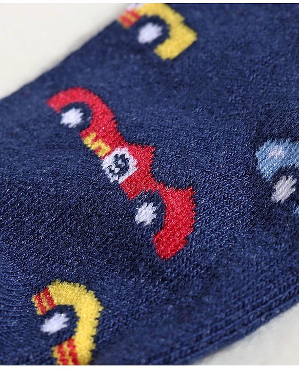 Cute Walk by Babyhug Anti Bacterial Ankle Length Sock Dinosaur Design Pack of 3 - Blue Red