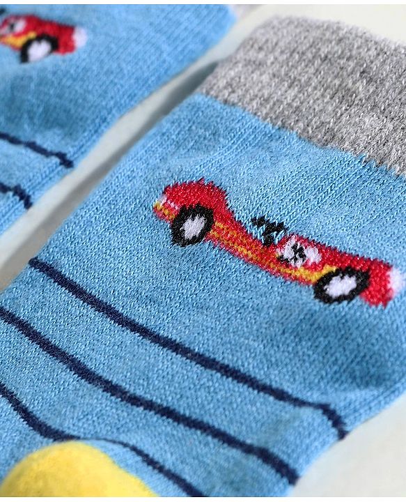 Cute Walk by Babyhug Anti Bacterial Ankle Length Sock Dinosaur Design Pack of 3 - Blue Red