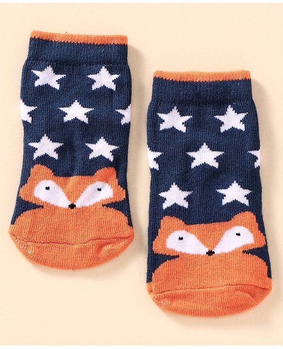 Cute Walk by Babyhug Antibacterial Ankle Length Socks Multi Design Pack of 3 Pairs - Red Blue Grey