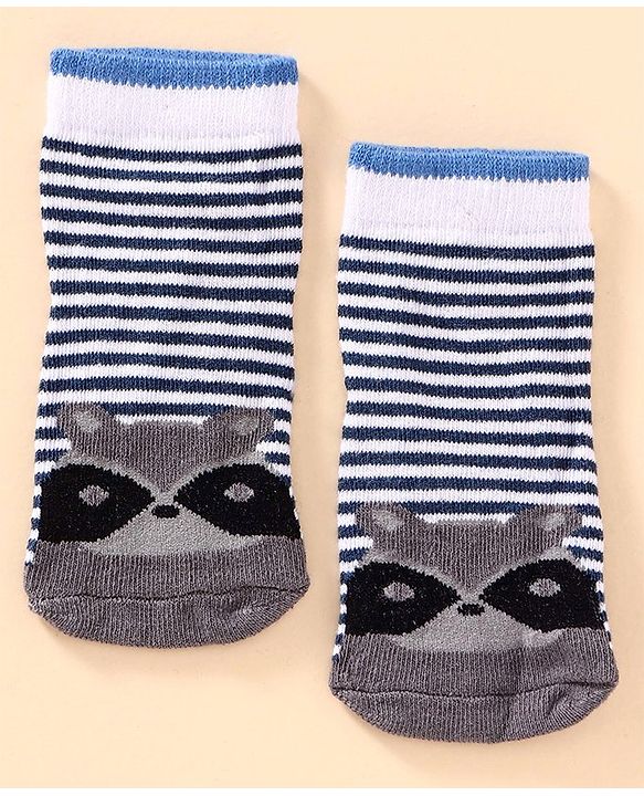 Cute Walk by Babyhug Antibacterial Ankle Length Socks Multi Design Pack of 3 Pairs - Red Blue Grey