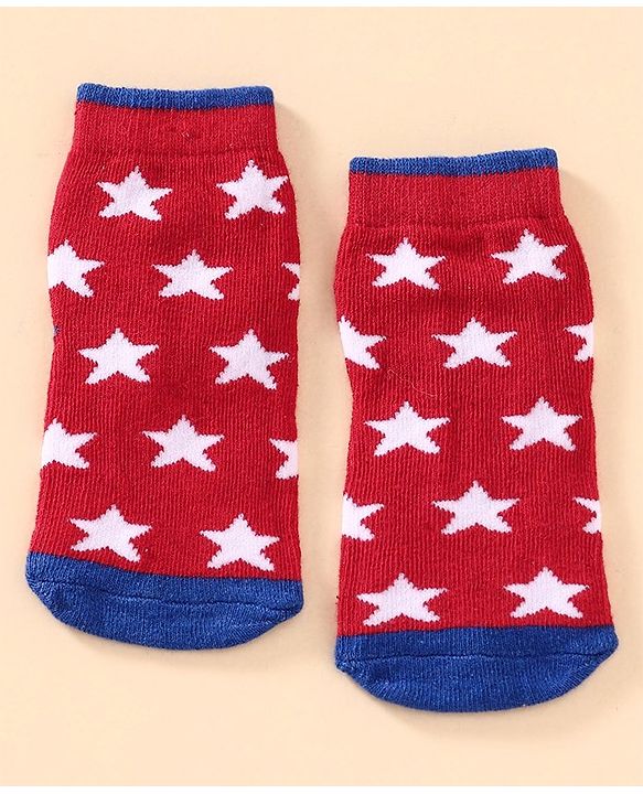 Cute Walk by Babyhug Antibacterial Ankle Length Socks Multi Design Pack of 3 Pairs - Red Blue Grey