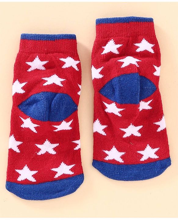 Cute Walk by Babyhug Antibacterial Ankle Length Socks Multi Design Pack of 3 Pairs - Red Blue Grey