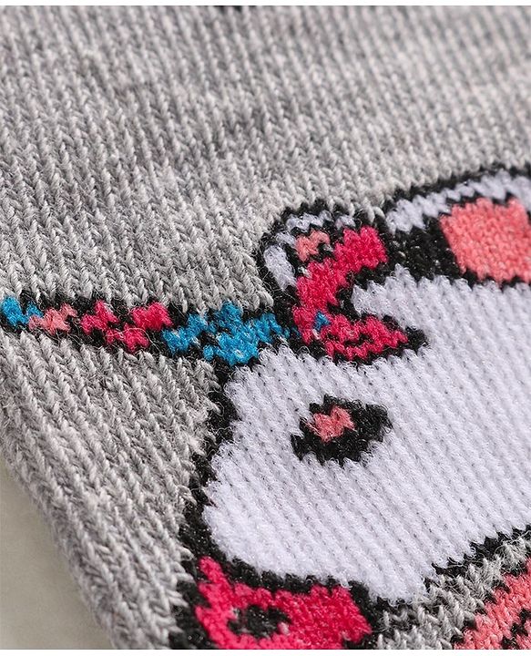 Cute Walk by Babyhug Anti Bacterial Ankle Length Socks Unicorn Design Pack of 2 - Pink Grey