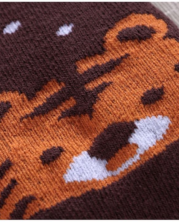 Cute Walk by Babyhug Anti-bacterial Dotted Socks Tiger Design - Brown