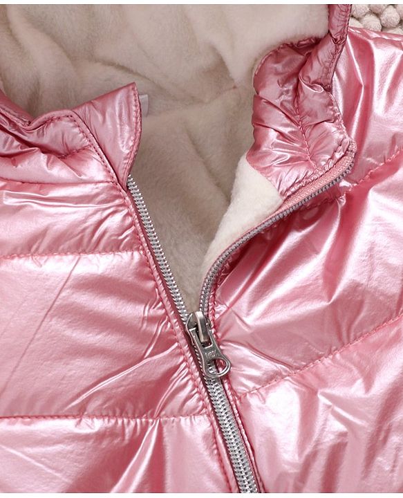 Babyhug Full Sleeves Hooded Padded Jacket - Pink
